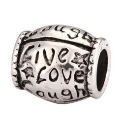 5 x Live Love Laugh Charms Beads Antique Silver Tone European Charm Beads  #MEC-52